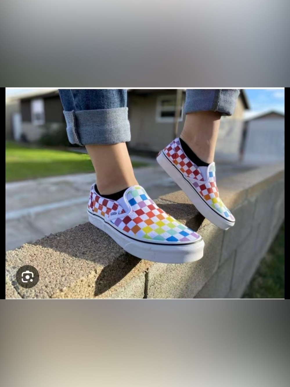 Vans‎ Rainbow Checkerboard Slip-On in Multicolor